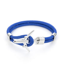 Load image into Gallery viewer, Men Bracelet Stainless Steel Anchor Bracelets Trendy Nautical Survival Nylon Rope Chain Armband Women Paracord Charm Bracelet
