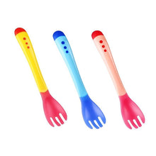 Load image into Gallery viewer, Baby Temperature Sensing Spoon and Fork Soft Head Safety Warm Feeding Warm Soup Fork Children Flatware Feeding Spoons For Baby Care Hot Perfect Gift For Baby
