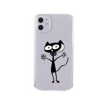 将图片加载到图库查看器，Cute Cartoons Black Cat Transparent Phone Cover For Iphone 14 14promax 14plus 13promax 13 12 11 Shockproof Clear Phone Case Adorable Soft Girls Print Cat Design Clear Cute Flexible Silicone Phone Case
