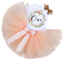 Load image into Gallery viewer, Modern New Baby Girls Outfits for 1st First Birthday Party Romper and Headband 3Pcs Suit For Girls
