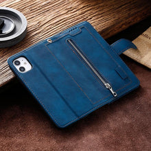 Load image into Gallery viewer, Business Blue New Cards Flip Leather Case For iPhone 14 13 12 11 Pro Max 10 X 6 6s 7 8 Plus XR XS Max Multifunctional Wallet Phone Case  Multi-Card Wallet Leather iphone Case
