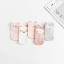 Load image into Gallery viewer, 5 Pairs Thin Combed Cotton Cute Animal Baby Socks Mesh Short Socks For Newborns Boys &amp; Girls
