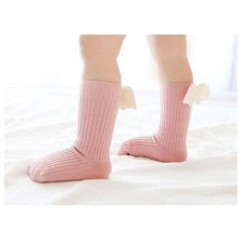 Load image into Gallery viewer, Luxury Modern Socks Baby Girls Knee High Socks With Angel wing  Summer Autumn Cotton Socks Solid Candy Color Toddler For Kids
