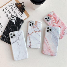 Load image into Gallery viewer, White Gray Marble Slim Soft Clear Bumper Full-Body Protective Phone Case Cover Glossy Marble Texture Cover for iPhone 11 14 Pro Max 14Plus 12 13 Mini X XR XS Max Soft Back Case
