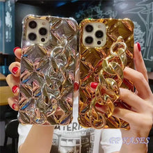 Load image into Gallery viewer, Luxury Gold Plating Electroplated Bracelet Cute Compatible with iPhone Diamond Case Luxury Sparkle Glitter Rhinestone  Phone Case For iPhone 14 13 Promax 11 12 Pro Max Mini Xs Max XR 8 7 Plus Mirror Cover
