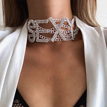 将图片加载到图库查看器，Rhinestone Choker Necklace Luxury Fashion Crystal Jewellery Sexy Word Chocker Bling  Glam Sparkly Women's Jewelry Accessories
