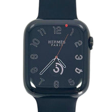 将图片加载到图库查看器，Hermes Apple Watch Series 7 GPS/ Cellular 41 mm - Space Black Stainless Steel Case - Black Silicone Watch Band
