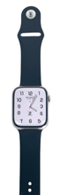 Load image into Gallery viewer, Hermes Apple Watch Series 7 GPS/ Cellular 45 mm - Stainless Steel - Black Silicone Watch Band
