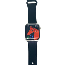 Load image into Gallery viewer, Hermes Apple Watch Series 7 GPS/ Cellular 45 mm - Stainless Steel - Black Silicone Watch Band

