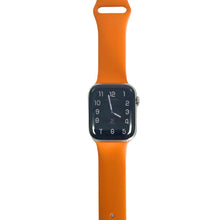 Load image into Gallery viewer, Hermes Apple Watch Series 7 GPS/ Cellular 45 mm - Stainless Steel - Orange Silicone Watch Band
