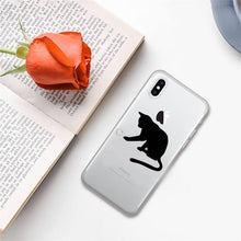将图片加载到图库查看器，Cute black cat Phone Case for iphone 13 11 12 pro XS MAX 8 7 6 6S Plus X 5S SE 2020 XR case  Cute Cat Slim Fit Glossy Stylish Cover Soft Shockproof Phone Case
