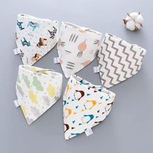 将图片加载到图库查看器，Trend 5PCS/SET Pack Baby Cotton Cartoon Saliva Towel Bandana Bibs For Baby Feeding Accessory For Baby Kids
