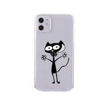 将图片加载到图库查看器，Cute Cartoons Black Cat Transparent Phone Cover For Iphone 14 14promax 14plus 13promax 13 12 11 Shockproof Clear Phone Case Adorable Soft Girls Print Cat Design Clear Cute Flexible Silicone Phone Case
