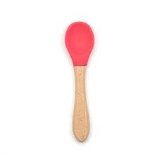 将图片加载到图库查看器，2PCS  Bamboo Training Spoons Organic Soft Baby Feeding Silicone Tip Spoon Scoop Easy Grip Handle Toddlers Infant Gifts For Parents And Baby Boys Or Girls
