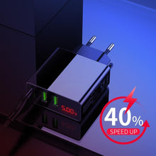 将图片加载到图库查看器，3 Port USB Phone Charger LED Display EU Plug Total Max 3A Smart Fast Charger Mobile Wall Charger For Smartphones
