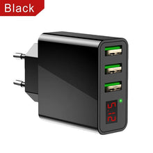 将图片加载到图库查看器，3 Port USB Phone Charger LED Display EU Plug Total Max 3A Smart Fast Charger Mobile Wall Charger For Smartphones
