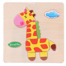 将图片加载到图库查看器，Baby Toys Wooden 3D Puzzle Cartoon Animal Intelligence Kids Educational Brain Teaser Children Tangram Shapes Learning
