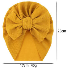 Load image into Gallery viewer, Handamde Elegant Baby Hats for Girls Big Bow Turban Hat Newborn  Baby Beanie Cap Solid Color Style
