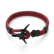 Load image into Gallery viewer, Elegant Modern Fashion Black Anchor Luxury Bracelets For Men And Women Charm Rope Chain Couple Bracelet Metal Airplane Leather Hooks Homme Jewelry
