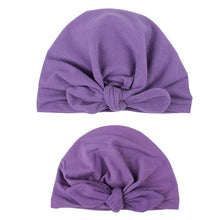 Load image into Gallery viewer, Modern Mom&amp;Baby Turban Mother Baby Hat Headbands Mom Daughter Bow Knot Caps Print Solid Parent-Child Hair Accessories
