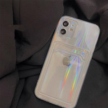 Load image into Gallery viewer, Transparent  Card Holder Silicone Case For iPhone 14 13 11 12 Pro Max Mini X S XR 8 7 Plus Lens Protection Cover Clear Protective Case with Card Slot Slim Drop Resistant Soft Bumper Cute Pocket Cover
