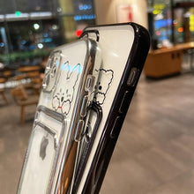 将图片加载到图库查看器，Ultra-light Transparent Photo Card Pocket Wallet Case For iPhone 13 11 12 14 Pro Max XS XR X 8 7 6S Plus Plating Cute Bear Rabbit Soft Phone Cover Cute Case with Card Holder Soft Cover
