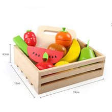 将图片加载到图库查看器，Simulation Kitchen Pretend Toy Wooden Classic Game Montessori Educational Toy For Children Kids Gift Cutting Fruit Vegetable Set
