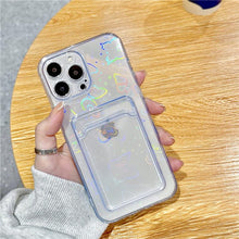 Load image into Gallery viewer, Unique Gradient Women Love Wallet Card Holder Clear Soft Case For iPhone 13 11 12 Pro Max Beautiful Colors Transparent Cover Drop Protection Transparent Phone Cover
