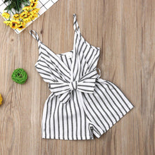 Load image into Gallery viewer, Modern Elen+gant Newborn Baby Girl Clothes Sleeveless Striped Bowknot Strap Romper Jumpsuit One-Piece Outfit For Girls
