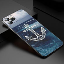 将图片加载到图库查看器，Anchor Boat Ship Wheel Phone Case For iPhone 13 12 Mini 11 Pro XS Max XR X 8 7 6S 6 Plus 5S 5 SE 2020 Black Cover Custom Anchor Hard Back Cover Case
