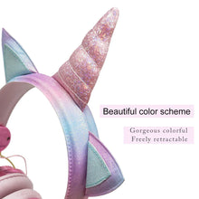 Load image into Gallery viewer, Cute Unicorn Headphones 3D Stereo Music Kids Headphones With Microphone Girls Cell Phone Children's Wired Headset Gamer Gift
