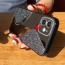 将图片加载到图库查看器，Women Luxurious Glitter Makeup Mirror Phone Case For iPhone 12 11 Pro MAX X XS XR 8 7 Plus Luxury Silicone Shockproof Cover Fixed Non Moving Sparkling Shining Glitter Stars Soft Silicone Case
