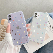 Load image into Gallery viewer, New Transparent Love Heart Phone Case For iPhone 11 12 Pro Max Shockproof Silicone Back Cover Cute Heart Pattern For Women Girls Clear Soft Flexible Durable Slim Hard Back Cases
