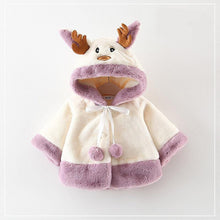Load image into Gallery viewer, Modern New Christmas Winter LuxuryElegant Cute Elk Cartoon Hooded Soft Coat Cape for Baby Girls
