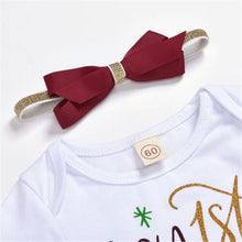 将图片加载到图库查看器，Luxury Newborn Toddler Baby Girl Clothes Set Long Sleeve Romper Christmas Princess Dress Mesh Skirt with Headband  Set With Skirt Romper and Ribbon Bow
