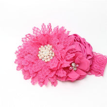 将图片加载到图库查看器，Luxury Modern Handmade Flower Headband Newborn Infant Pearl Flowers With Lace wide Headbands Bebes Hair Accessories Bow
