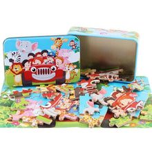 将图片加载到图库查看器，New 60 Pieces Wooden Puzzle Kids Toy Cartoon Animal Wooden Puzzles Child Early Educational Learning Toys for Christmas Gift
