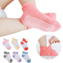 将图片加载到图库查看器，6 Pairs Cotton Baby 's Non-slip Boat Low Cut Floor Socks With Rubber Grips For Boys &amp; Girls Sock
