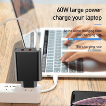 Load image into Gallery viewer, 3 Ports USB Fast Charger 60W Support Quick Charge  Type-C PD Charger QC 4.0 3.0 Phone Charger
