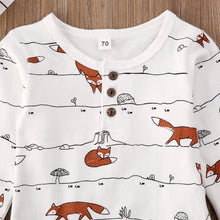 将图片加载到图库查看器，Luxury Modern Trend Style Newborn Baby Boy Girl Fox print Tops Romper Long Pants Autumn Outfits Clothes For Girls And Boys
