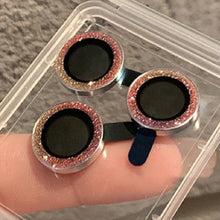 Load image into Gallery viewer, Camera Lense Protection Glass Large Glitter Stone Camera Protector For iPhone 13 Mini 14 Pro Max luxury Glitter Diamand Camera Lens Protectors Camera Metal Ring Glass For iPhone 11 Protective Cap
