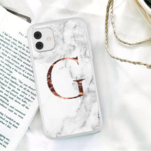 Load image into Gallery viewer, White A-Z Marble Texture Phone Cover For Iphone 12 Mini Soft Silicone Back Case Solid Name Phone Case Luxury Screen Camera Protection Shockproof Soft Cover
