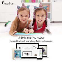 Load image into Gallery viewer, Cute Unicorn Headphones 3D Stereo Music Kids Headphones With Microphone Girls Cell Phone Children's Wired Headset Gamer Gift

