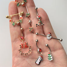 Load image into Gallery viewer, Red Gem Noel Winter Holiday Christmas Dangle Belly Ring
