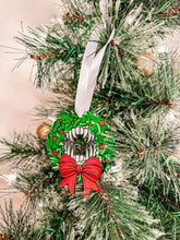 Load image into Gallery viewer, Wood Holiday Vampire Wreath Christmas Ornament
