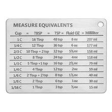 将图片加载到图库查看器，Stainless Steel Measurement Conversion Chart With Strong Magnet For Cups, Tablespoons, Teaspoons, Fluid Oz And Milliliters Conversions
