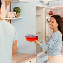 Load image into Gallery viewer, Collapsible Adjustable Reusable Pizza Storage Container with 5 Microwavable Serving Trays
