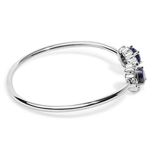 Load image into Gallery viewer, Sterling Silver Diamond Accent Created Blue Sapphire Floral Design Bangle Bracelet
