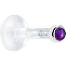 Load image into Gallery viewer, Solid 14K White Gold 2mm Genuine Amethyst Bioplast Push in Labret
