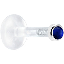 Load image into Gallery viewer, Solid 14K White Gold 2mm Genuine Blue Sapphire Bioplast Push in Labret
